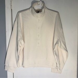 Universal Thread Cream Button-Front Mock Neck Sweater